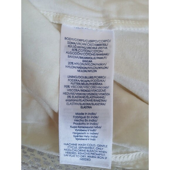 Chaps Womens Blouse Beige Ivory Lace Lined Short Sleeve Scoop Neck Size 1X Beach - Picture 14 of 14